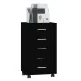 Schwarze Kommode aus Sperrholz mit Rollen von vidaXL, Schließfächer und Lagerschränke - Ref: Foro24-342671, Preis: 134,01 €, ...