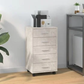 Concrete gray plywood chest of drawers with wheels by vidaXL, Lockers and storage cabinets - Ref: Foro24-342672, Price: 83,74...