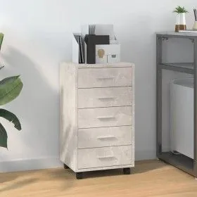 Kommode aus betongrauem Schichtholz mit Rollen von vidaXL, Schließfächer und Lagerschränke - Ref: Foro24-342672, Preis: 83,74...