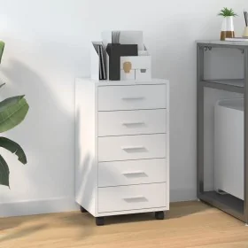 Rollcontainer aus glänzend weißem Sperrholz mit Rädern. von vidaXL, Schließfächer und Lagerschränke - Ref: Foro24-342673, Pre...