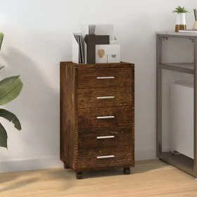 Smoked oak plywood chest of drawers with wheels by vidaXL, Lockers and storage cabinets - Ref: Foro24-342674, Price: 100,59 €...