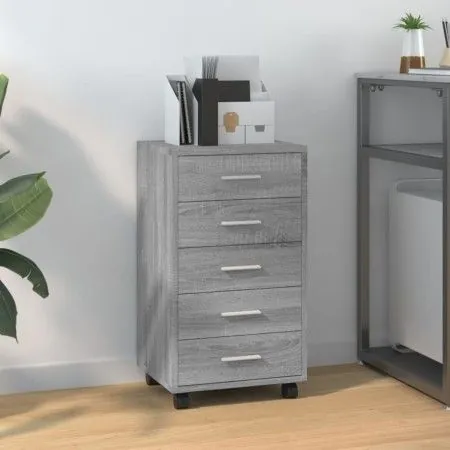 Drawer unit with wheels in gray Sonoma plywood. by vidaXL, Lockers and storage cabinets - Ref: Foro24-342675, Price: 93,91 €,...