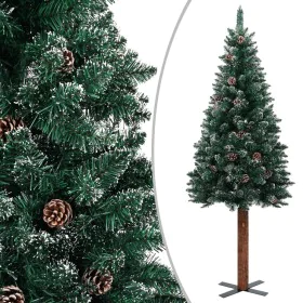 Narrow Christmas tree with real wood and snow 210 cm green by vidaXL, Christmas trees - Ref: Foro24-320962, Price: 79,56 €, D...
