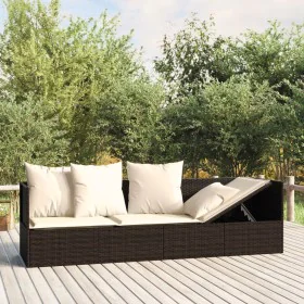 Garden sun lounger sofa with brown synthetic rattan cushions by vidaXL, Loungers - Ref: Foro24-319563, Price: 220,22 €, Disco...