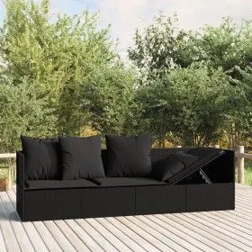 Garden lounger sofa with black synthetic rattan cushions by vidaXL, Loungers - Ref: Foro24-319565, Price: 229,14 €, Discount: %
