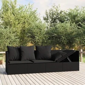 Gartenliegesofa mit schwarzen synthetischen Rattankissen von vidaXL, Liegen - Ref: Foro24-319565, Preis: 229,14 €, Rabatt: %