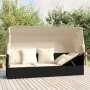 Garden lounger sofa with awning and black synthetic rattan cushions by vidaXL, Loungers - Ref: Foro24-319566, Price: 241,15 €...