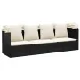 Garden lounger sofa with awning and black synthetic rattan cushions by vidaXL, Loungers - Ref: Foro24-319566, Price: 241,15 €...