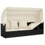 Gartenliegesofa mit Markise und schwarzen synthetischen Rattankissen von vidaXL, Liegen - Ref: Foro24-319566, Preis: 245,44 €...