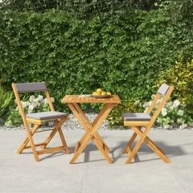 3-piece terrace folding table and chairs and acacia wood cushions by vidaXL, Garden sets - Ref: Foro24-319705, Price: 144,81 ...