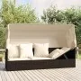 Garden lounger sofa with awning and brown synthetic rattan cushions by vidaXL, Loungers - Ref: Foro24-319567, Price: 255,72 €...