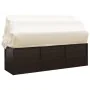 Garden lounger sofa with awning and brown synthetic rattan cushions by vidaXL, Loungers - Ref: Foro24-319567, Price: 255,72 €...
