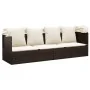 Garden lounger sofa with awning and brown synthetic rattan cushions by vidaXL, Loungers - Ref: Foro24-319567, Price: 255,72 €...