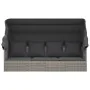 Garden sun lounger sofa with canopy, gray synthetic rattan cushions by vidaXL, Loungers - Ref: Foro24-319568, Price: 258,79 €...