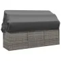 Garden sun lounger sofa with canopy, gray synthetic rattan cushions by vidaXL, Loungers - Ref: Foro24-319568, Price: 258,79 €...