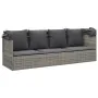 Garden sun lounger sofa with canopy, gray synthetic rattan cushions by vidaXL, Loungers - Ref: Foro24-319568, Price: 258,79 €...
