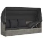 Garden sun lounger sofa with canopy, gray synthetic rattan cushions by vidaXL, Loungers - Ref: Foro24-319568, Price: 258,79 €...