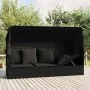 Garden lounger sofa with awning and black synthetic rattan cushions by vidaXL, Loungers - Ref: Foro24-319569, Price: 247,81 €...