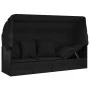 Garden lounger sofa with awning and black synthetic rattan cushions by vidaXL, Loungers - Ref: Foro24-319569, Price: 247,81 €...