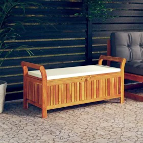 Garden storage bench with solid acacia wood cushion 126cm by vidaXL, garden benches - Ref: Foro24-319715, Price: 160,52 €, Di...
