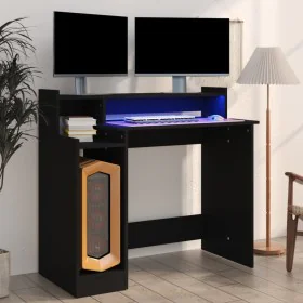 Schreibtisch mit LED-Licht, schwarzes Sperrholz, 97x45x90 cm von vidaXL, Schreibtische - Ref: Foro24-805553, Preis: 73,77 €, ...
