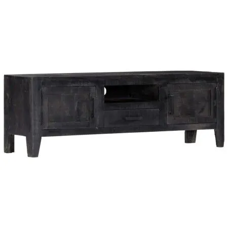 Solid black mango wood TV cabinet 118x30x40 cm by vidaXL, TV Furniture - Ref: Foro24-247985, Price: 185,98 €, Discount: %
