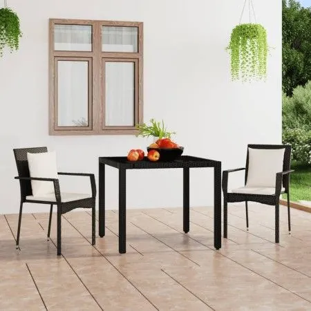 Garden chairs with cushions 2 units black synthetic rattan by vidaXL, Garden sets - Ref: Foro24-319877, Price: 101,66 €, Disc...