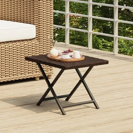 Brown synthetic rattan folding table 45x35x32 cm by vidaXL, Garden tables - Ref: Foro24-362250, Price: 26,74 €, Discount: %