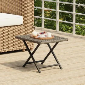 Gray synthetic rattan folding table 45x35x32 cm by vidaXL, Garden tables - Ref: Foro24-362252, Price: 29,54 €, Discount: %