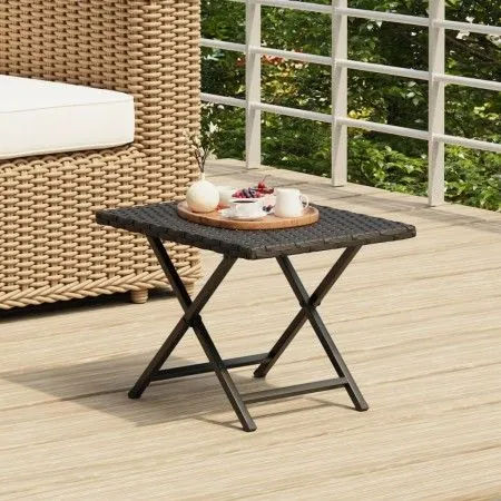Black synthetic rattan folding table 45x35x32 cm by vidaXL, Garden tables - Ref: Foro24-362251, Price: 28,27 €, Discount: %