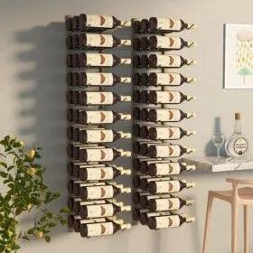 Wandflaschenhalter für 36 Flaschen 2 Einheiten goldenes Eisen von vidaXL, Weinregale - Ref: Foro24-340890, Preis: 112,46 €, R...