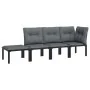 Set de muebles de jardín 4 piezas ratán sintético negro y gris de vidaXL, Sofás modulares de exterior - Ref: Foro24-362805, P...