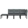 Gartenmöbel-Set 4-teilig aus schwarzem und grauem synthetischem Rattan von vidaXL, Modulare Sofas für den Außenbereich - Ref:...