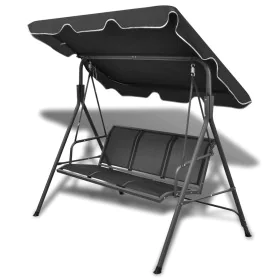 Garden swing bench with black canopy by vidaXL, Garden rockers - Ref: Foro24-41421, Price: 162,94 €, Discount: %