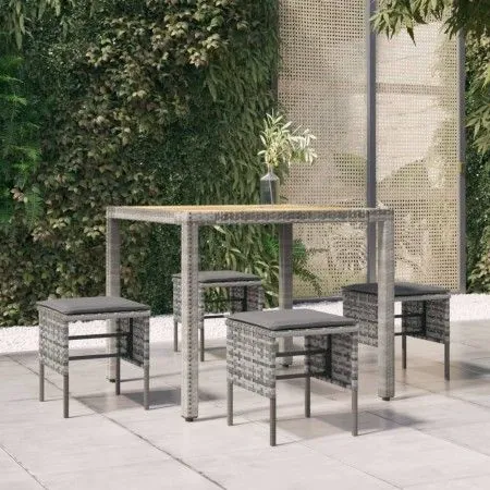 Garden stools 4 units with gray synthetic rattan cushions by vidaXL, Modular outdoor sofas - Ref: Foro24-362341, Price: 119,8...