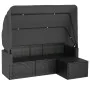 3-Sitzer-Gartensofa mit Markise und schwarzem synthetischem Rattanhocker von vidaXL, Outdoor-Sofas - Ref: Foro24-362334, Prei...