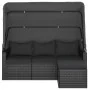 3-seater garden sofa with awning and black synthetic rattan stool by vidaXL, Outdoor sofas - Ref: Foro24-362334, Price: 293,1...