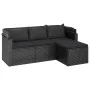 3-seater garden sofa with awning and black synthetic rattan stool by vidaXL, Outdoor sofas - Ref: Foro24-362334, Price: 293,1...