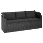 3-seater garden sofa with awning and black synthetic rattan stool by vidaXL, Outdoor sofas - Ref: Foro24-362334, Price: 293,1...