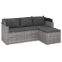3-seater garden sofa with awning and gray synthetic rattan stool by vidaXL, Outdoor sofas - Ref: Foro24-362335, Price: 303,15...