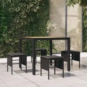 Garden stools 4 units with black synthetic rattan cushions by vidaXL, Modular outdoor sofas - Ref: Foro24-362340, Price: 105,...