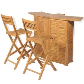 Folding garden bistro table and chairs set 3 pieces solid teak by vidaXL, Garden sets - Ref: Foro24-43805, Price: 636,33 €, D...