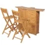 Folding garden bistro table and chairs set 3 pieces solid teak by vidaXL, Garden sets - Ref: Foro24-43805, Price: 636,33 €, D...