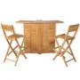 Folding garden bistro table and chairs set 3 pieces solid teak by vidaXL, Garden sets - Ref: Foro24-43805, Price: 636,33 €, D...
