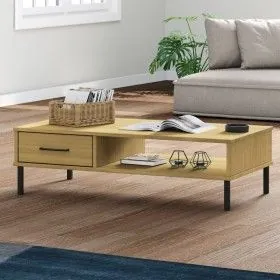 Mesa de centro patas de metal OSLO madera maciza pino marrón de vidaXL, Mesas de centro - Ref: Foro24-351036, Precio: 52,94 €...