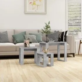Stackable tables 3 pieces plywood gray concrete by vidaXL, Side tables - Ref: Foro24-808607, Price: 43,41 €, Discount: %