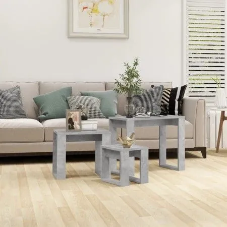 Stackable tables 3 pieces plywood gray concrete by vidaXL, Side tables - Ref: Foro24-808607, Price: 43,41 €, Discount: %