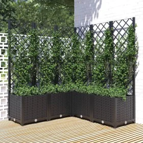 Planter with black PP trellis 120x120x136 cm by vidaXL, Pots and planters - Ref: Foro24-318277, Price: 207,84 €, Discount: %