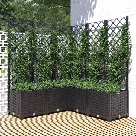 Planter with black PP trellis 120x120x136 cm by vidaXL, Pots and planters - Ref: Foro24-318277, Price: 207,84 €, Discount: %