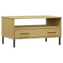 Mesa de centro patas metal OSLO madera maciza marrón 85x50x45cm de vidaXL, Mesas de centro - Ref: Foro24-351033, Precio: 61,8...
